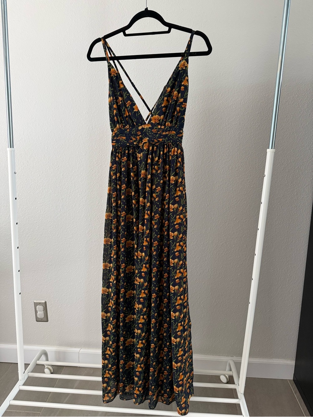Lulus Full of Joy Navy Blue Floral Print Maxi Dress